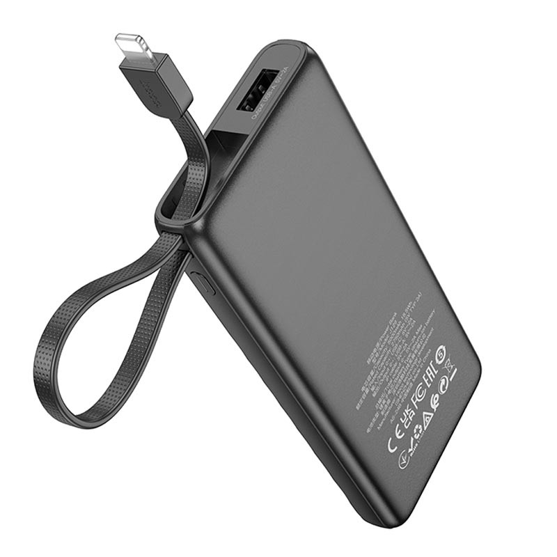 Фото Уцінка Портативний ЗП Power Bank Hoco J129 Nature (with cable Lightning) 5000 mAh (М'ята упаковка / Black) в маназині vchehle.ua