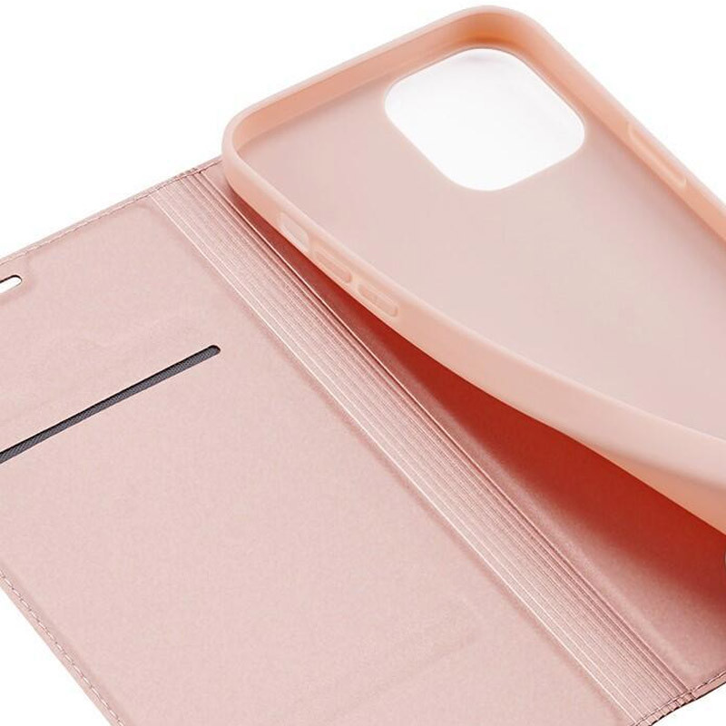 Фото Чехол-книжка Dux Ducis с карманом для визиток для Apple iPhone 14 / 13 (6.1") (Rose Gold) на vchehle.ua