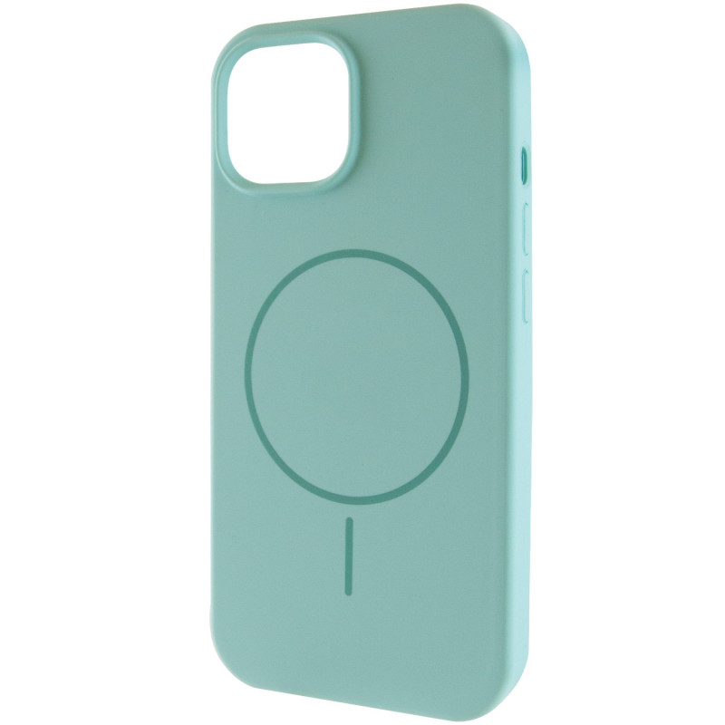 Чохол Silicone Case Full Protective (AA) NO LOGO with Magnetic Safe на Apple iPhone 15 (6.1") (Бірюзовий / Light Turquoise)