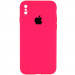 Чехол Silicone Case Square Full Camera Protective (AA) для Apple iPhone XS / X (5.8") (Розовый / Barbie pink)