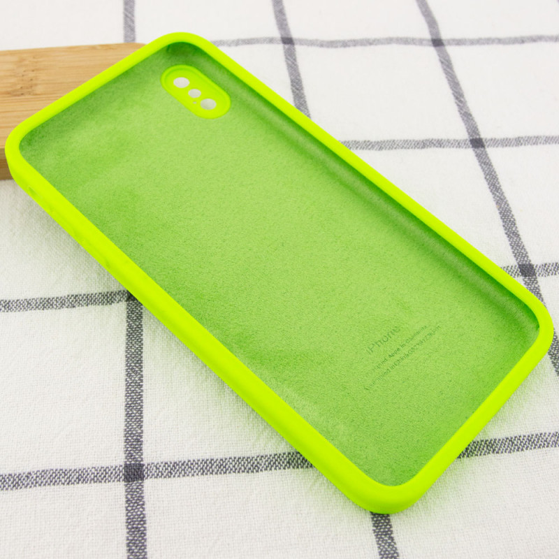 Фото Чохол Silicone Case Square Full Camera Protective (AA) для Apple iPhone X / XS (5.8") (Салатовий / Neon green) в маназині vchehle.ua