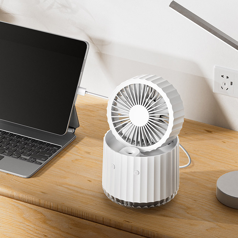Купити Настільний вентилятор Rapid Cooling 3in1 з водяним охолодженням та підсвічуванням 1200 mAh (White) на vchehle.ua