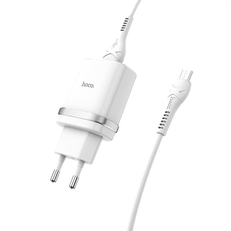 СЗУ Hoco C12Q Smart QC3.0 3A (1USB-A) + кабель USB to MicroUSB (Белый)