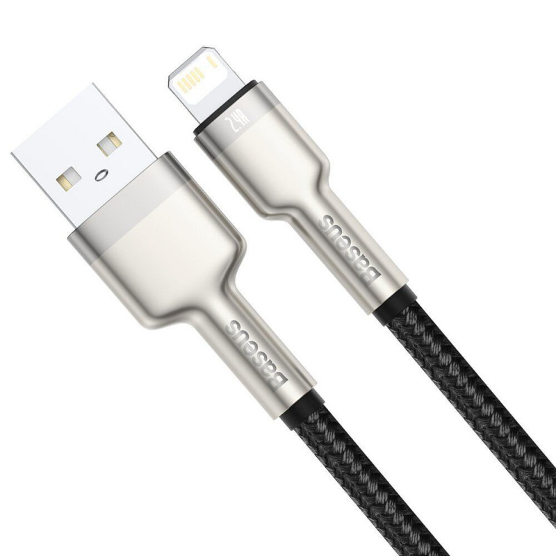 Дата кабель Baseus Cafule Metal USB to Lightning 2.4A (2m) (CALJK-B0) (Black) в магазине vchehle.ua