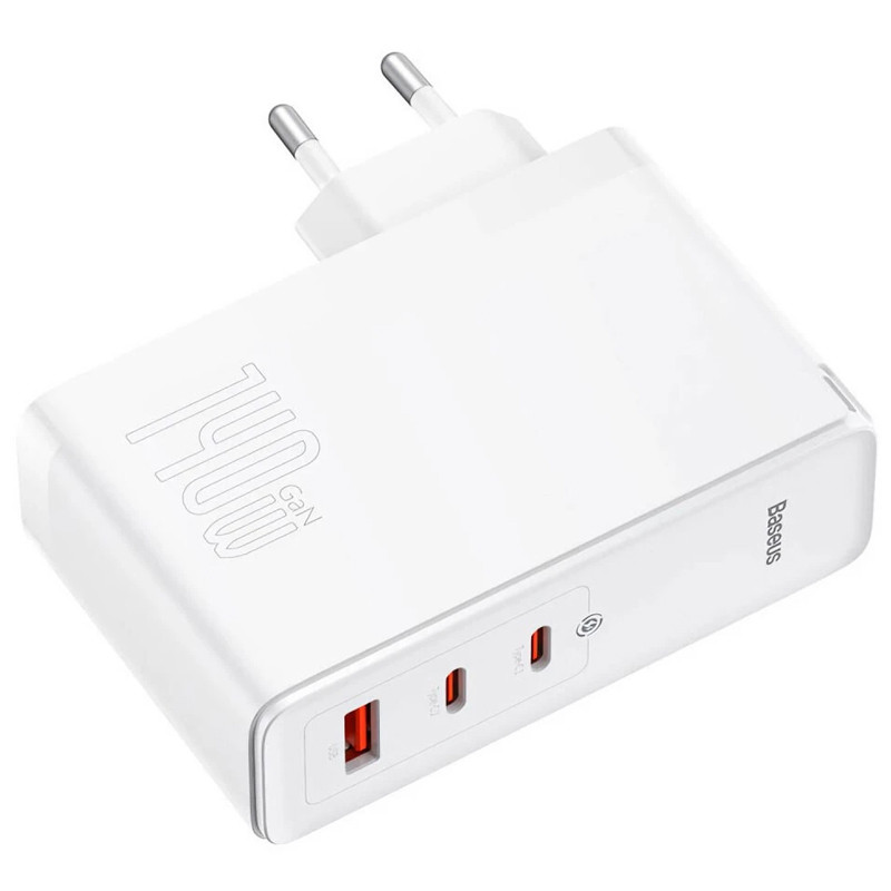 Фото СЗУ Baseus GaN5 Pro 2Type-C+USB 140W EU (with Type-C to Type-C 140W (1m)) (CCGP100201) (White) на vchehle.ua