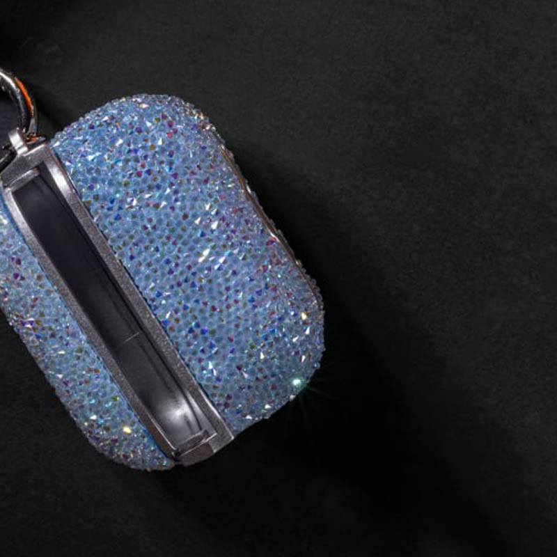 Фото TPU чохол Bling World Rock Diamond на наушников AirPods 4 (Блакитний) в маназині vchehle.ua
