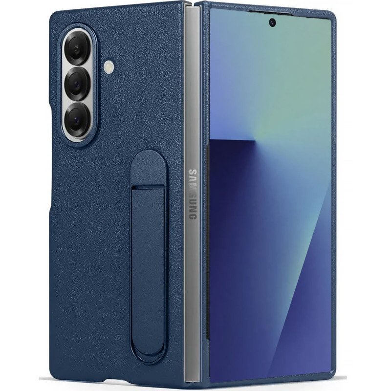 Фото Кожаный чехол Leather Case (AAA) with stand для Samsung Galaxy Z Fold7 (Navy) на vchehle.ua