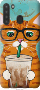 Чехол Зеленоглазый кот в очках для Samsung Galaxy A21