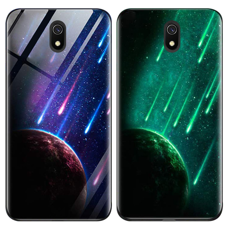 

TPU+Glass чехол светящийся в темноте для Xiaomi Redmi 8a (Метеорит / Синий) 817193