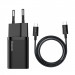 Фото СЗУ Baseus Super Silicone PD Charger 25W (Type-C) + Type-C to Type-C Cable 3A (1m) (Black) на vchehle.ua