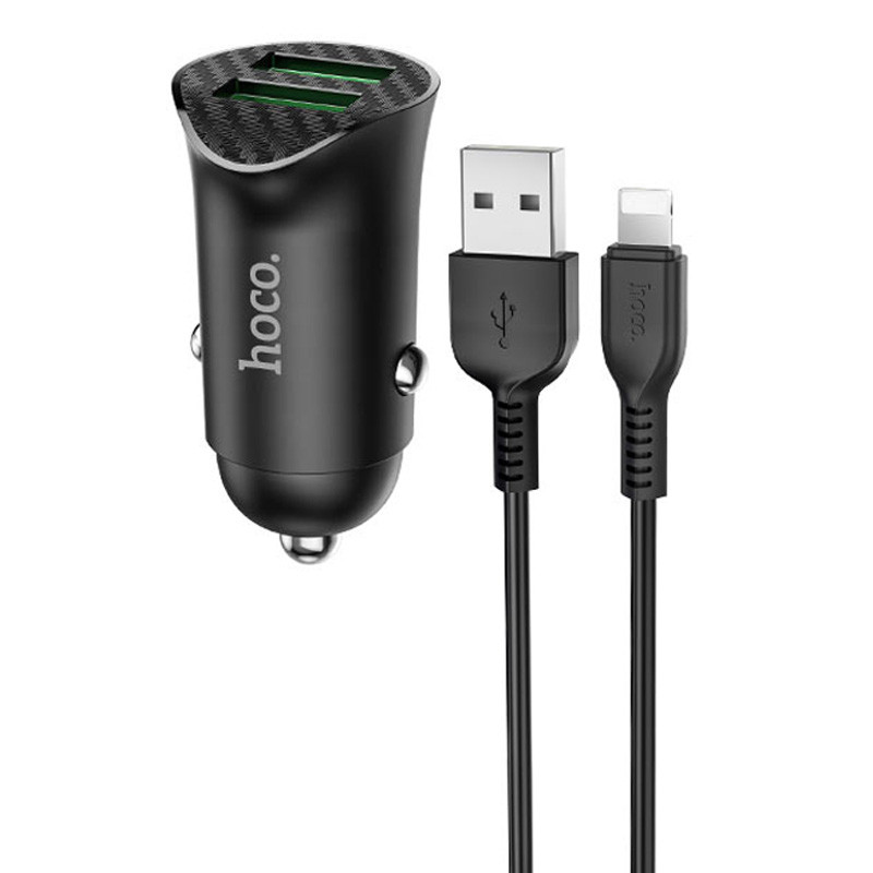 АЗП Hoco Z39 QC3.0 (2USB) + Lightning (Чорний)