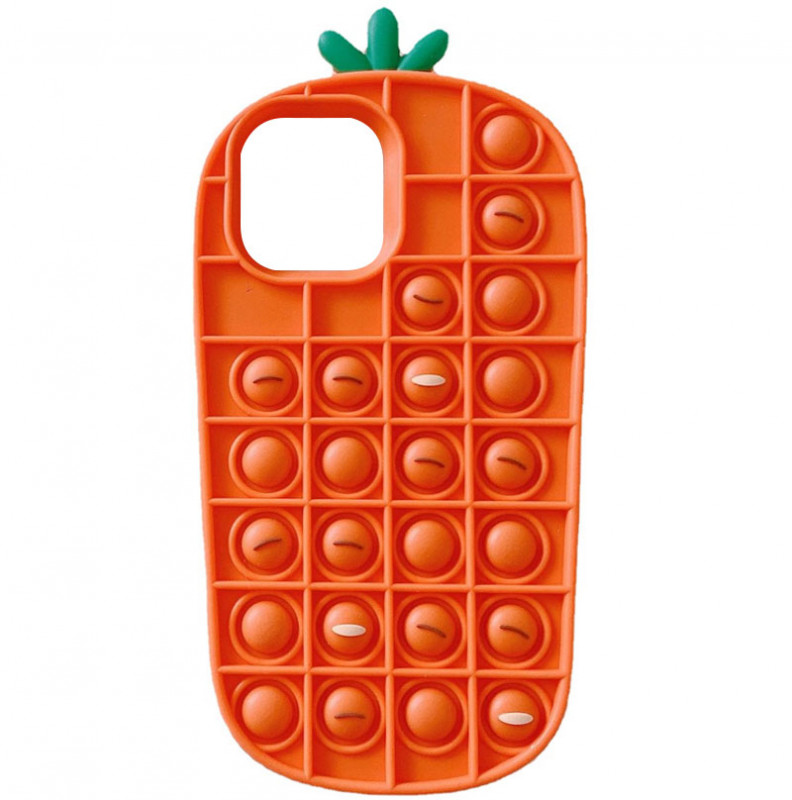 Фигурный силиконовый 3D чехол-антистресс Pop it Морковка для Apple iPhone 12 Pro Max (6.7")
