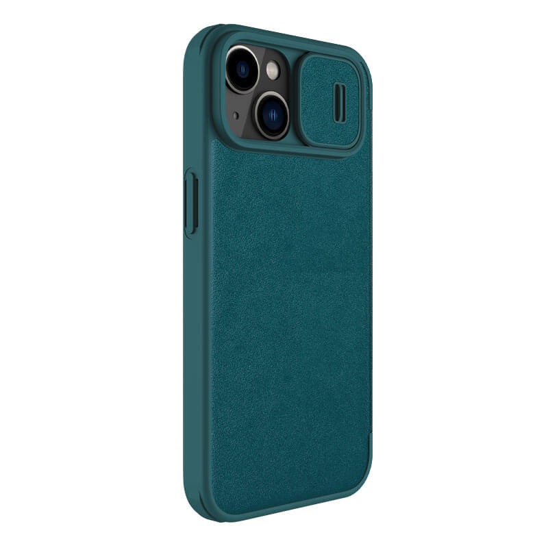 Шкіряний чохол (книжка) Nillkin Qin Pro Plain Camshield на Apple iPhone 14 (6.1") (Зелений) в магазині vchehle.ua