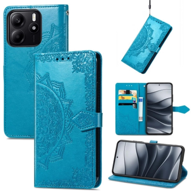 Купить Кожаный чехол-книжка Art Case с визитницей для Xiaomi Redmi Note 14 5G (Синий) на vchehle.ua