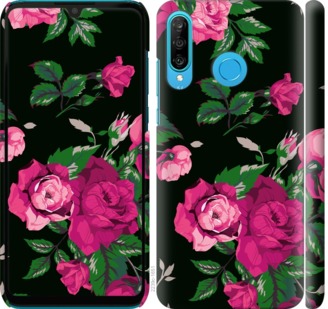 

Чохол Троянди на чорному тлі на Huawei P30 Lite 704601