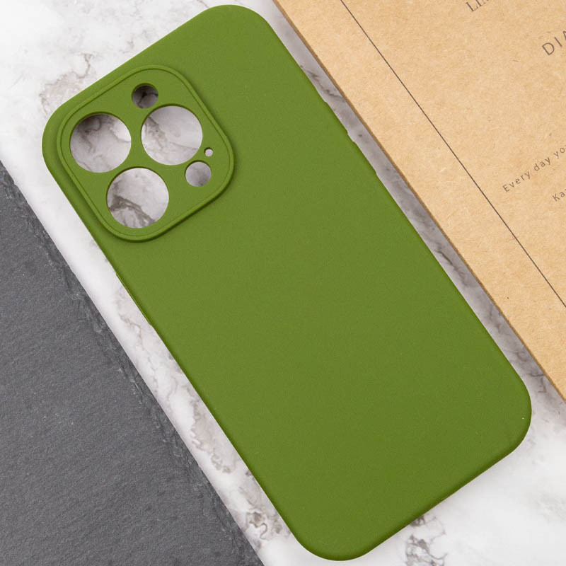 Купить Чехол Silicone Case Full Camera Protective (AA) NO LOGO для Apple iPhone 14 Pro Max (6.7") (Зеленый / Dark Olive) на vchehle.ua