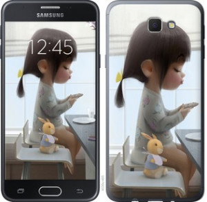 Чехол Милая девочка с зайчиком для Samsung Galaxy J7 Prime