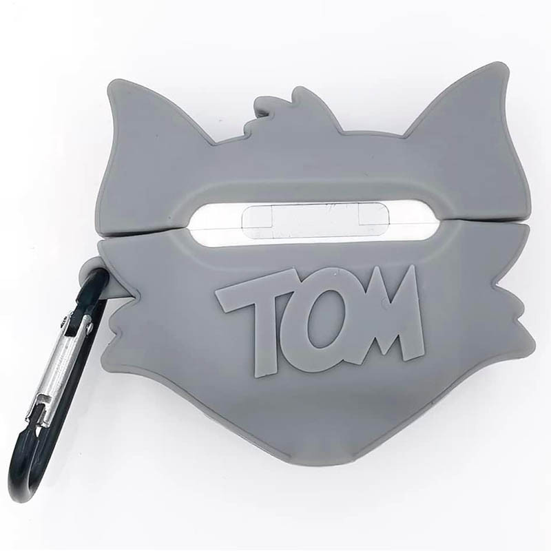 Фото Силиконовый футляр Tom & Jerry series для наушников AirPods Pro + карабин (Том/Серый) в магазине vchehle.ua