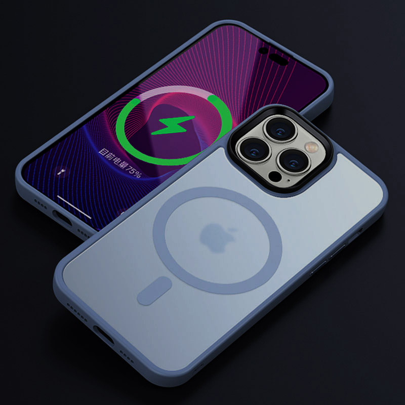 Фото TPU+PC чохол Metal Buttons with Magnetic Safe Colorful на Apple iPhone 16 Pro Max (6.9") (Блакитний) на vchehle.ua