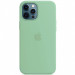 Чохол Silicone case (AAA) full with Magsafe на Apple iPhone 12 Pro / 12 (6.1") (М'ятний / Fresh Green)