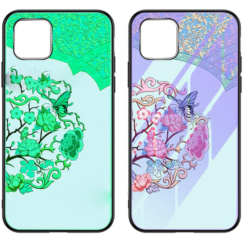 

TPU+Glass чехол светящийся в темноте для Apple iPhone 11 (6.1") (Бабочка с цветами / Бирюзовый) 768737