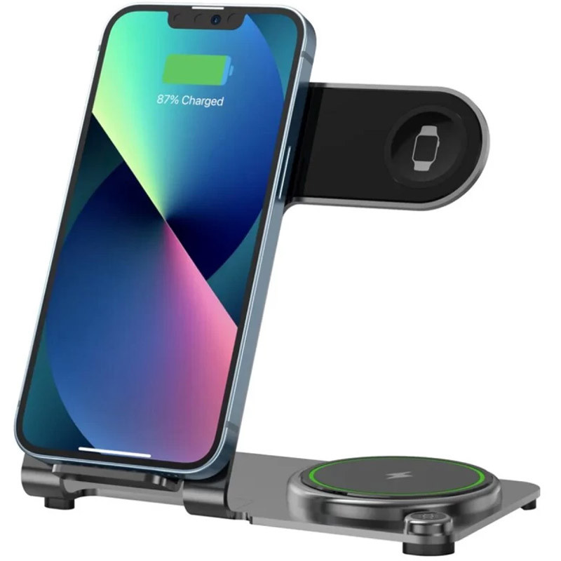 Фото БЗУ WIWU Wi-W005 3 in 1 wireless charger (Black) на vchehle.ua