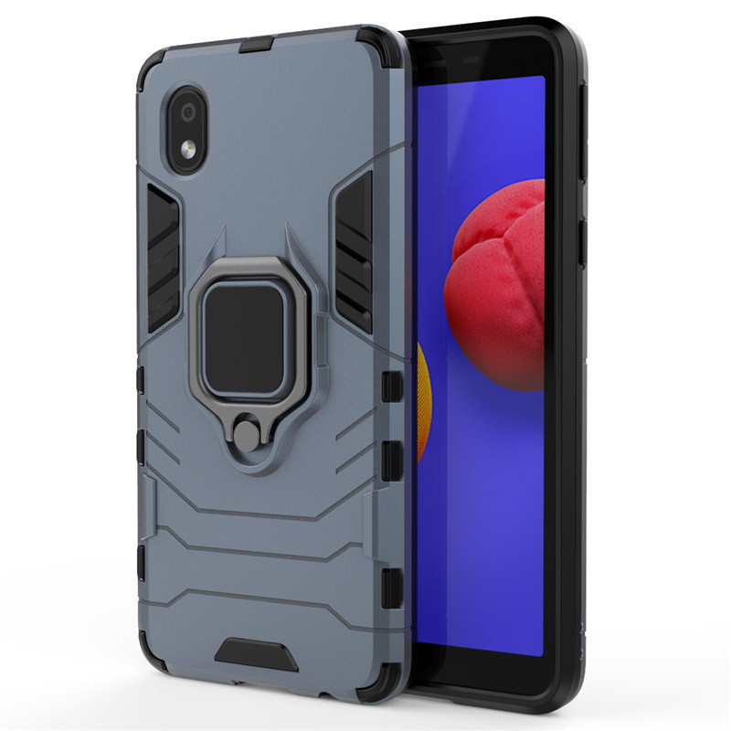 Ударопрочный чехол Transformer Ring for Magnet для Samsung Galaxy M01 Core / A01 Core (Серый / Metal slate)