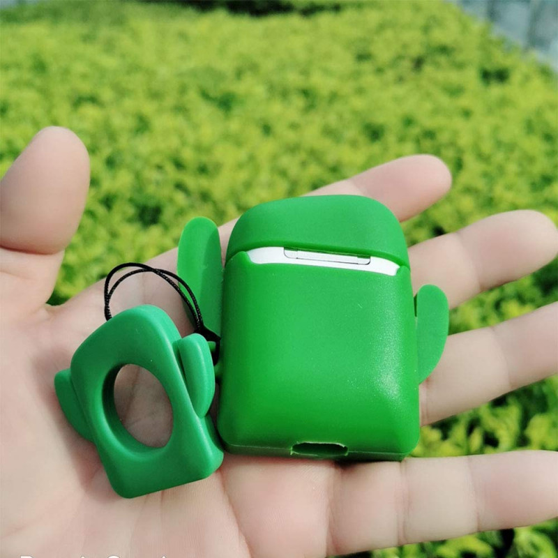 Фото Силиконовый футляр Smile Fruits series для наушников AirPods 1/2 + кольцо (Cactus) на vchehle.ua