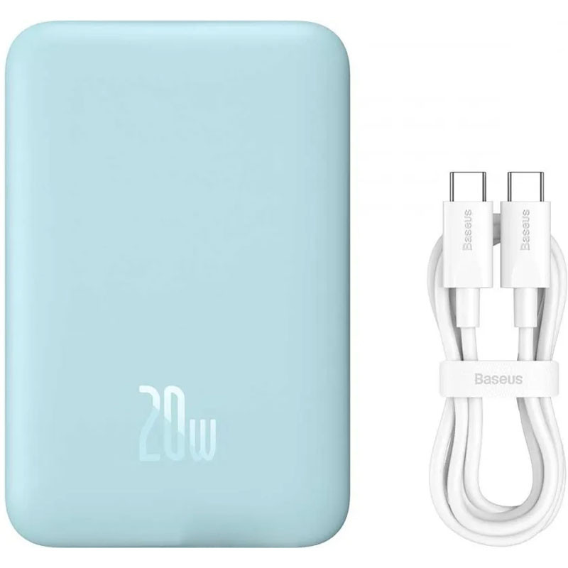 Фото Портативное ЗУ Power Bank Baseus Magnetic Mini OS 20W c БЗУ 10000 mAh (PPCX110105) (Blue) на vchehle.ua