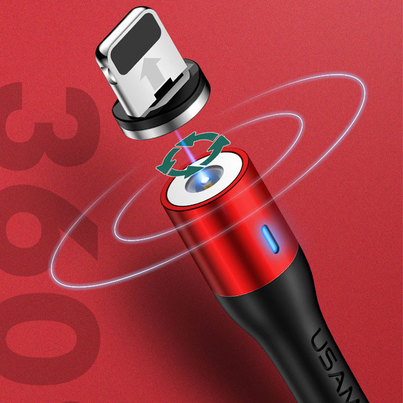 Купить Дата кабель USAMS US-SJ336 U29 Magnetic USB to Lightning (2m) (Красный) на vchehle.ua