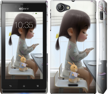 

Чехол Милая девочка с зайчиком для Sony Xperia J ST26i 636624