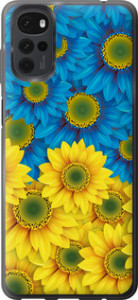 Чехол Жёлто-голубые цветы для Motorola G22