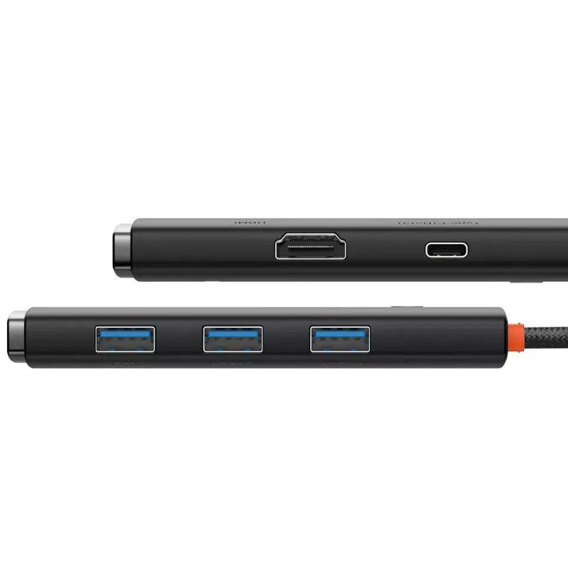 Переходник HUB Baseus Lite Series 5in1 (Type-C to HDMI + 3xUSB 3.0 + PD) (WKQX04) (Черный) в магазине vchehle.ua