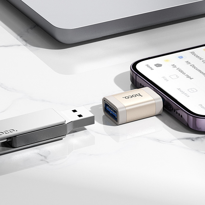 Перехідник Hoco UA31A OTG Lightning male to USB female (Gray) в магазині vchehle.ua