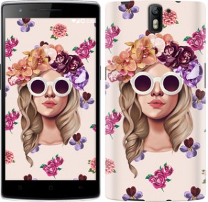 Чехол Девушка с цветами v2 для OnePlus 1