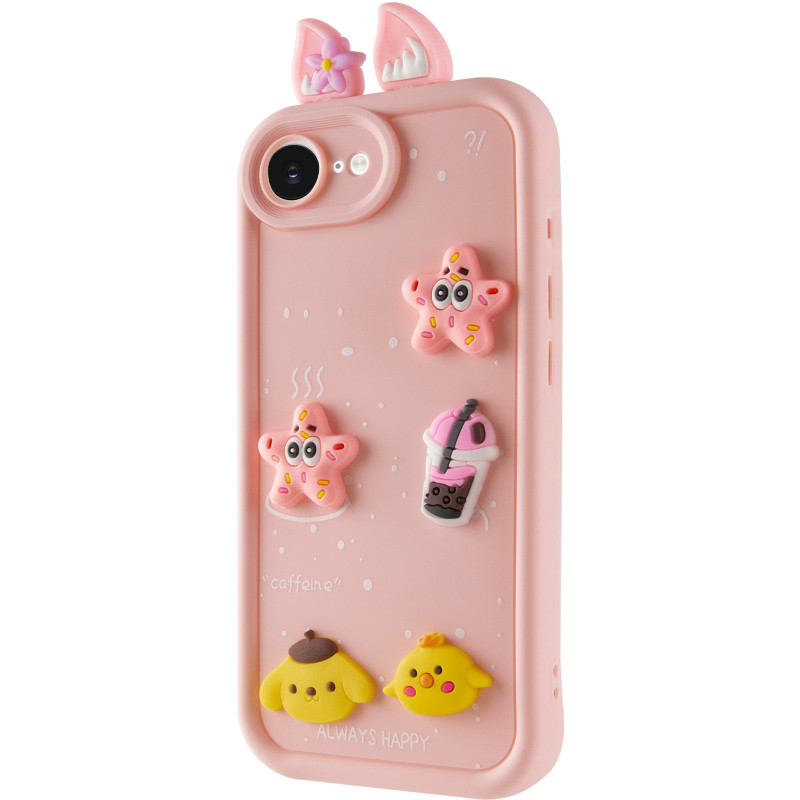 Чехол TPU Toys Case with Ears для Apple iPhone 16e (6.1") (Light Pink)