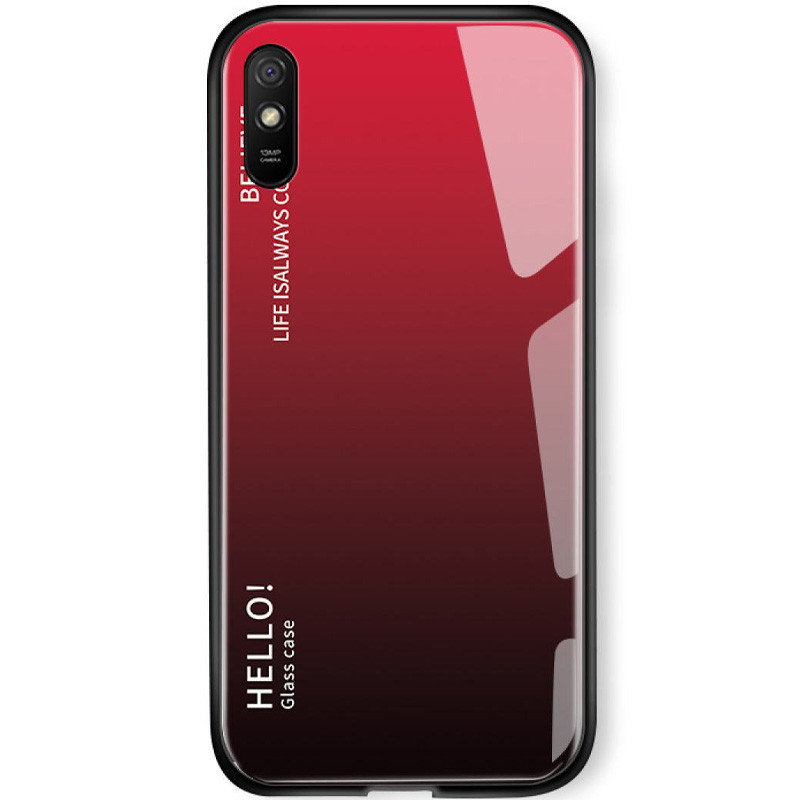 TPU+Glass чехол Gradient HELLO для Xiaomi Redmi 9A (Красный)