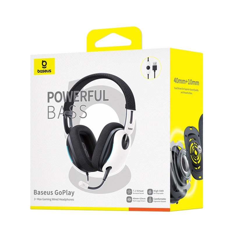 Заказать Накладные наушники Baseus OS GoPlay 1+ Max Gaming (USB-A/2m) (A00181003213-00) (Moon White) на vchehle.ua