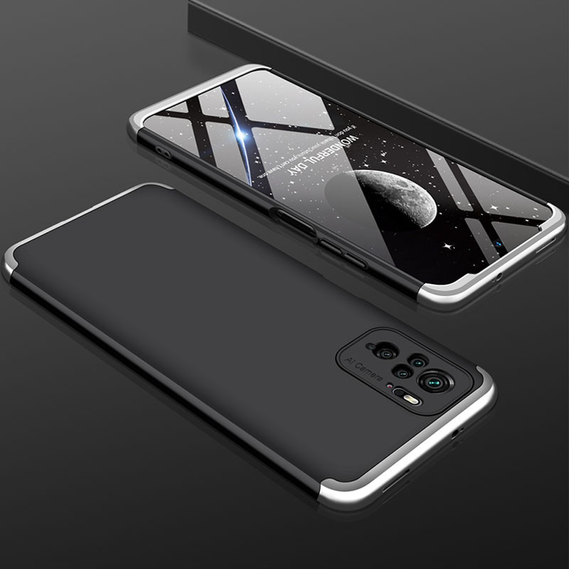 Фото Пластиковая накладка GKK LikGus 360 градусов (opp) для Xiaomi Redmi Note 10 / Note 10s (Черный / Серебряный) на vchehle.ua