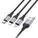 Фото Дата кабель Hoco X102 Fresh 3in1 USB to Lightning + MicroUSB + Type-C (1m) (Black) в магазине vchehle.ua