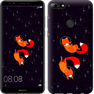 Чехол Лисички в космосе для Huawei Y7 Prime 2018