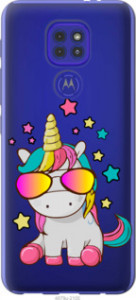 Чехол Единорог в очках для Motorola G9 Play