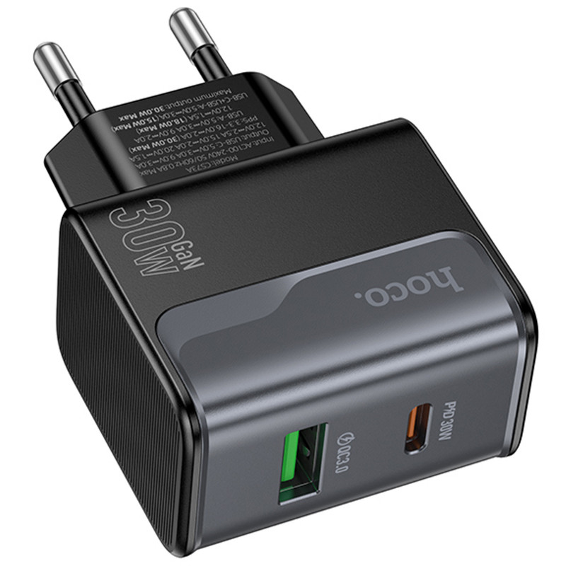 Фото СЗУ Hoco CS73A Star Speed PD30W+QC3.0 (1USB-A/1C) (Midnight Black) в магазине vchehle.ua