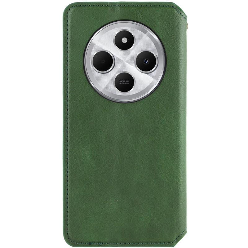 Фото Шкіряний чохол-книжка GETMAN Cubic (PU) на Xiaomi Redmi 14C / Poco C75 (Зелений) на vchehle.ua