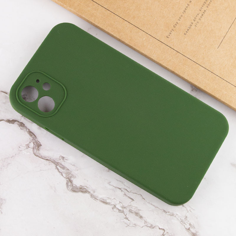 Купить Уценка Чехол Silicone Case Lakshmi Square Full Camera для Apple iPhone 11 (6.1") (Эстетический дефект / Зеленый / Army green) на vchehle.ua