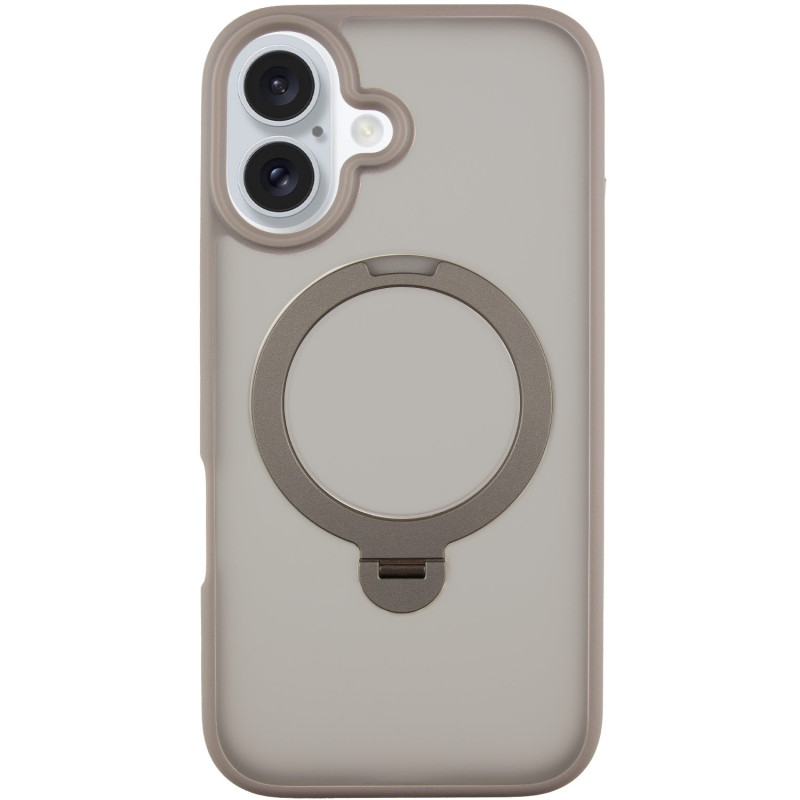 TPU+PC чехол Metal Buttons with Magnetic Safe Colorful HQ Ring для Apple iPhone 16 (6.1") (Grey)