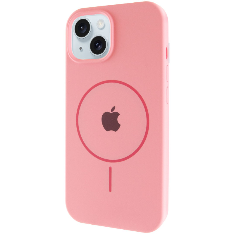 Чохол Silicone Case Full Protective (AA) with Magnetic Safe на Apple iPhone 15 Plus (6.7") (Рожевий / Light pink)