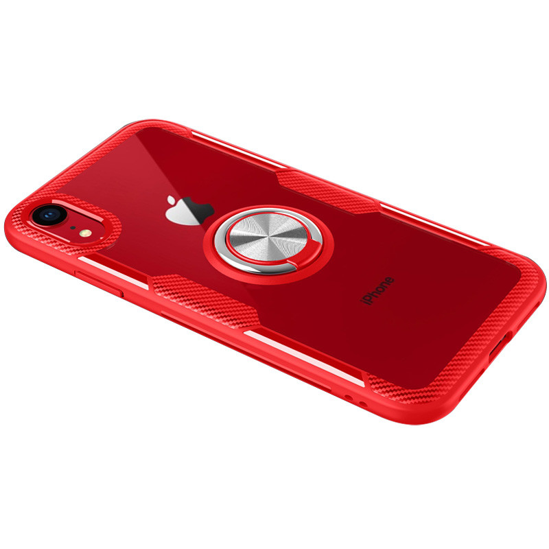 

TPU+PC чохол Deen CrystalRing for Magnet (opp) на Apple iPhone XR (6.1") (Прозорий / Червоний) 908394