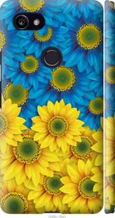 Чехол Жёлто-голубые цветы для Google PixeL 2 XL