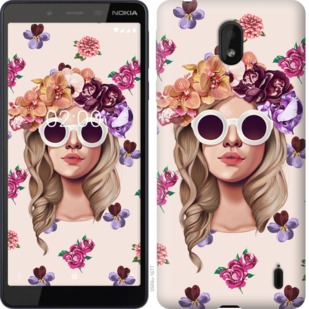 

Чехол Девушка с цветами v2 для Nokia 1 Plus 763893